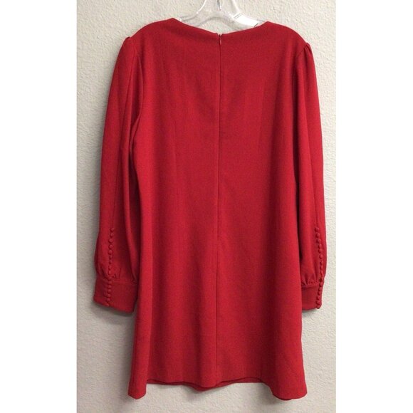 Chelsea 28 Dress Womens XL Red Crepe Crew Neck Work Career Holiday - Picture 2 of 9